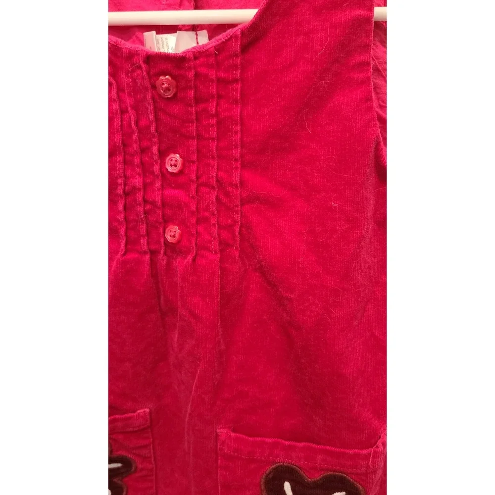 Gymboree Girls 5T Pink Corduroy Jumper Dress Flower Pockets Sleeveless A-Line